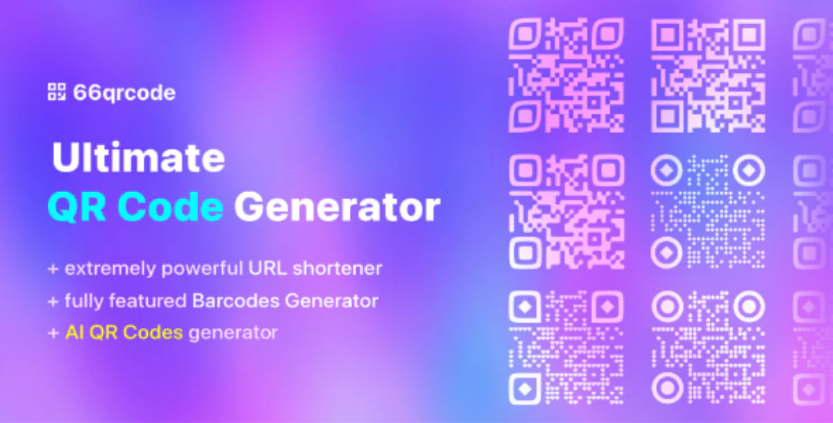 66qrcode – AI QR Code & Barcode Generator + URL Shortener (SAAS Ready)